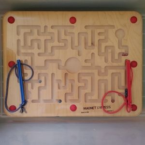 Vintage Magnet Express Wooden Puzzle Maze Game Toy